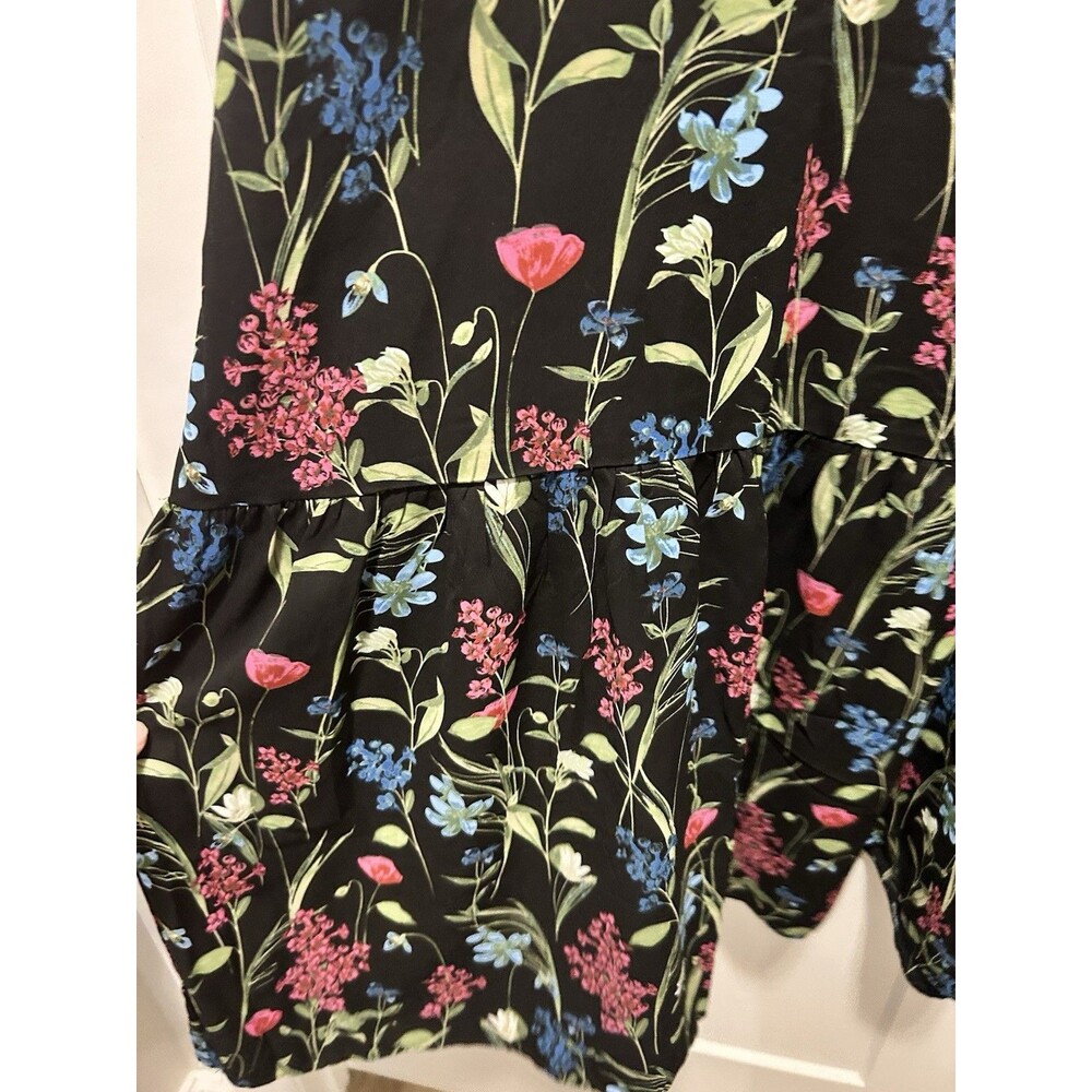 SUGARLIPS Madeline Groover Black  Floral Midi Dress Button Cinch Waist Large - Picture 5 of 9